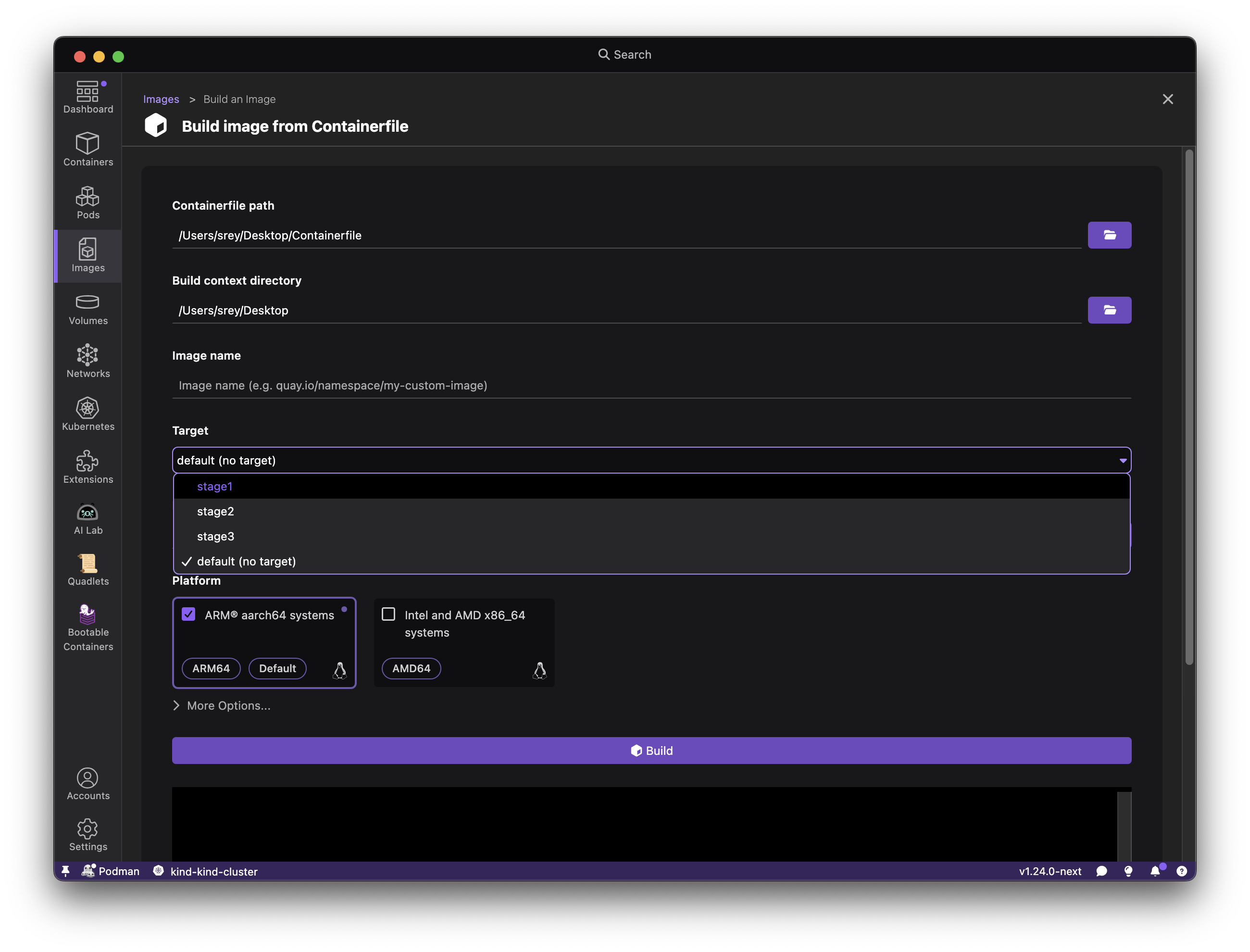 Dropdown Multi-Target Containerfile
